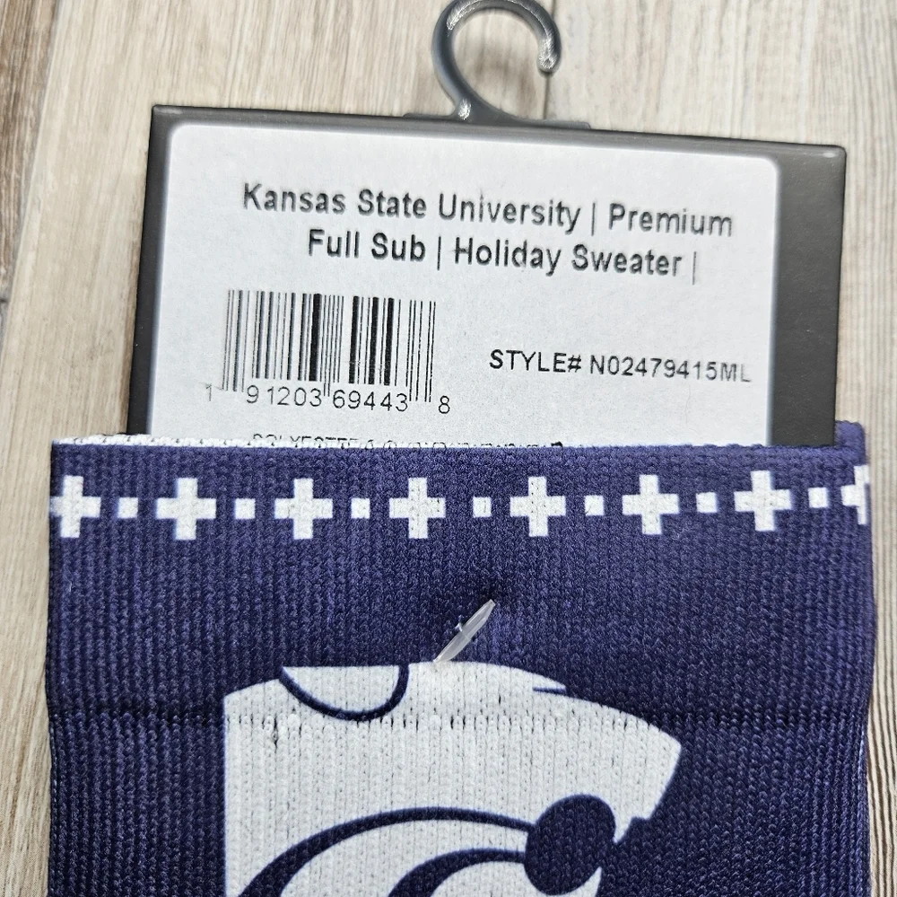 Strideline Socks Kansas K State Wildcats Holiday Sweater Men's Medium NEW
